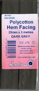 HEMLINE HANGSELL - Bias Hem Facing 25mm x 3m - dark grey